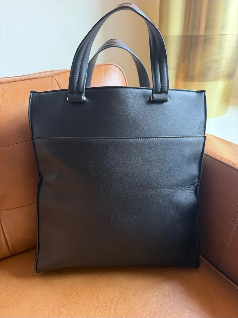 🎇SALE🎇 ZARA 🎇 TALL LEATHER TOTE 🎇 BLACK